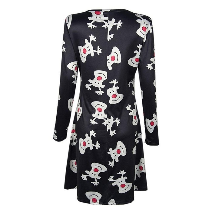 Women Dress,Haoricu Womens Xmas Christmas Printed Party Flared Swing Dress N12