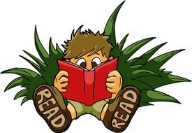 cartoon reading boy
