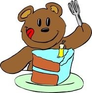 Cartoon Bear Eating