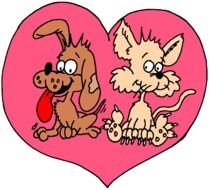 funny cat and dog in the heart clipart