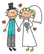 children's drawing of a happy bride and groom