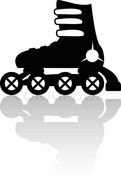 black boot with rollers on a white background