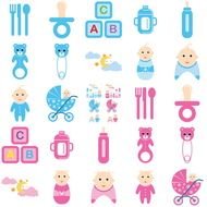 Baby boy and Girl, set of icons