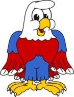 drawing of a blue-red eagle on a black background