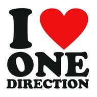 i love one direction, banner with a red heart