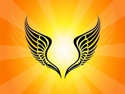 Tribal Wings at glowing hot colored background