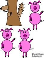 Big Bad Wolf Three Little Pigs drawing