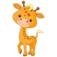 Cartoon colorful and cute baby giraffe clipart