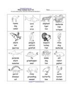 Animals Worksheets Printable drawing