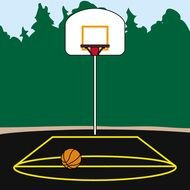 picture of a basketball field with a ball