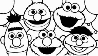 painted heroes from Sesame Street coloring book