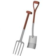 drawn shovel and pitchfork