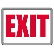 Exit, white Sign with red word