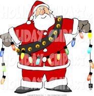 Clipart Holiday Clip Art Of Santa String Christmas Lights