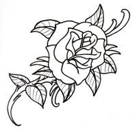 Black and white outline drawing of the rose clipart