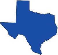 painted blue map of Texas