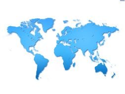 painted blue continents on a white map