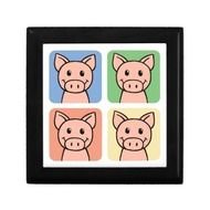 Cartoon Clip Art Laughing Piggie Piggy Pigs Gift Box