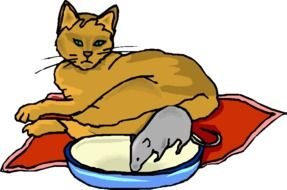 Cat and Rat Eating drawing