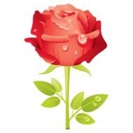 painted red rose with water drops