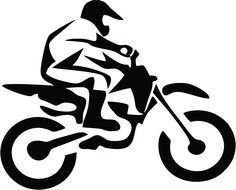 black and white drawing of a motorcyclist on a motorcycle