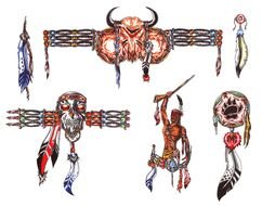 colorful Native American tribal Tattoo Drawings