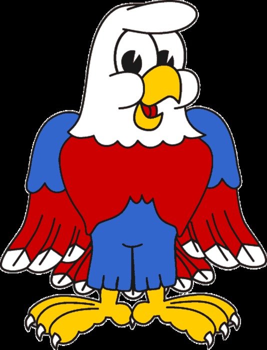 drawing of a blue-red eagle on a black background