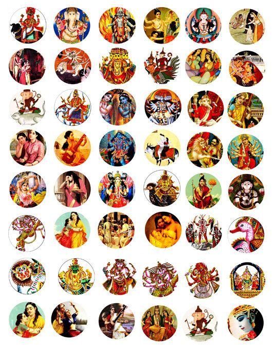India Hindu Krishna Dieties Art Gods By VellasCollageSheets $250