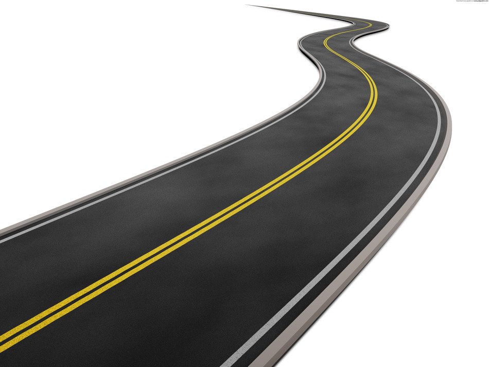curved road on the white background