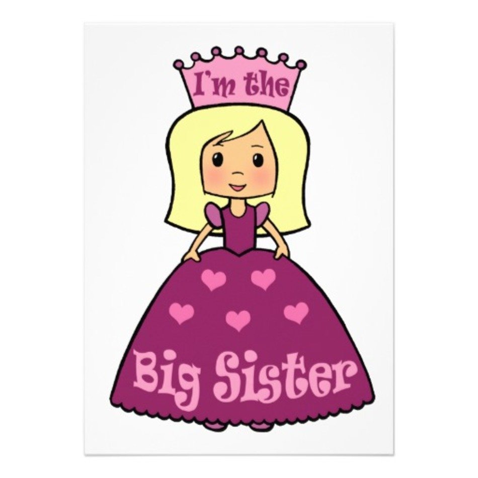 Cartoon Clip Art Cute Big Sister Princess Hearts Invite At Zazzleca
