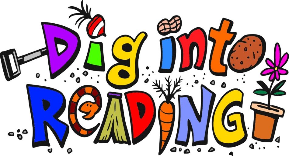 clipart of the Dig into Reading text
