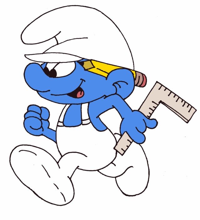 Smurf with a ruler as a graphic illustration
