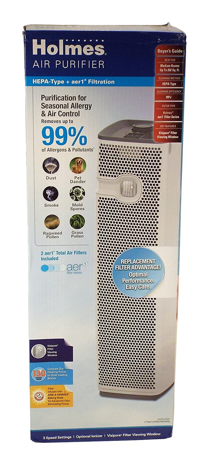 Holmes HEPA 3 Speed Tower Air Purifier + Allergen Remover (HAP9425W ...