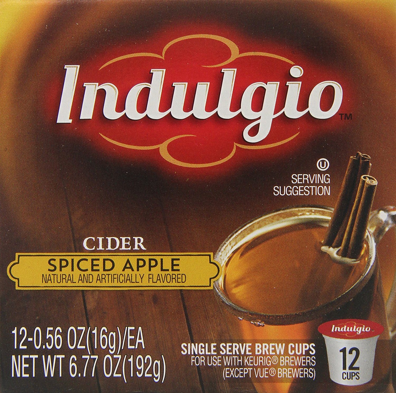 Indulgio Spiced Apple Cider Single Serve for Keurig KCup Brewers, 12