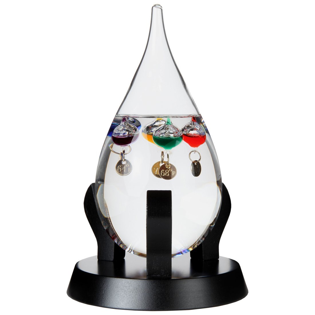 Lily's Home Tear Drop Shaped Glass Galileo Thermometer With 5 Multi ...