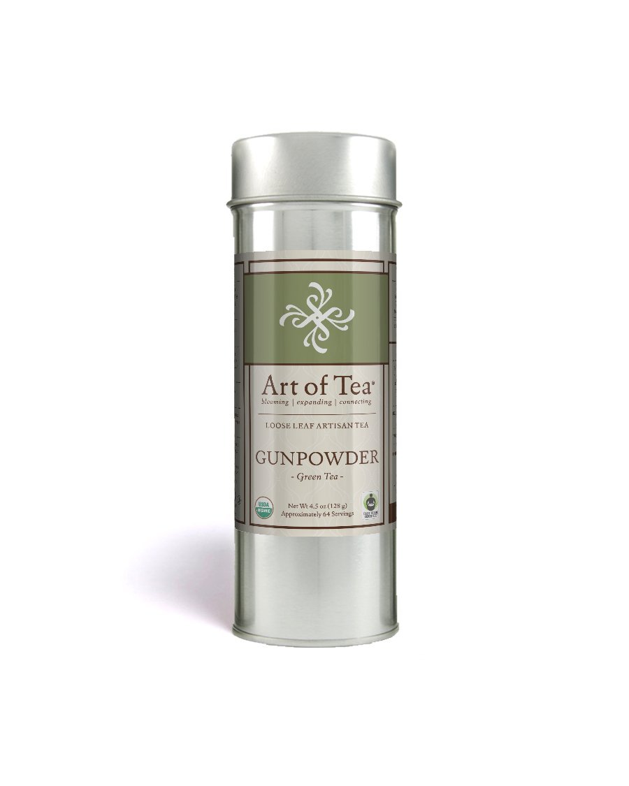 Fair Trade Organic Gunpowder Loose Leaf Green Tea 4.5oz Tin free