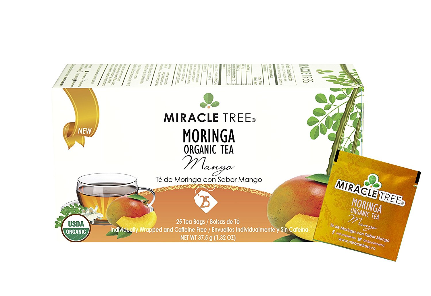 Miracle Tree - Organic Moringa Superfood Tea, 25 Individually Sealed ...