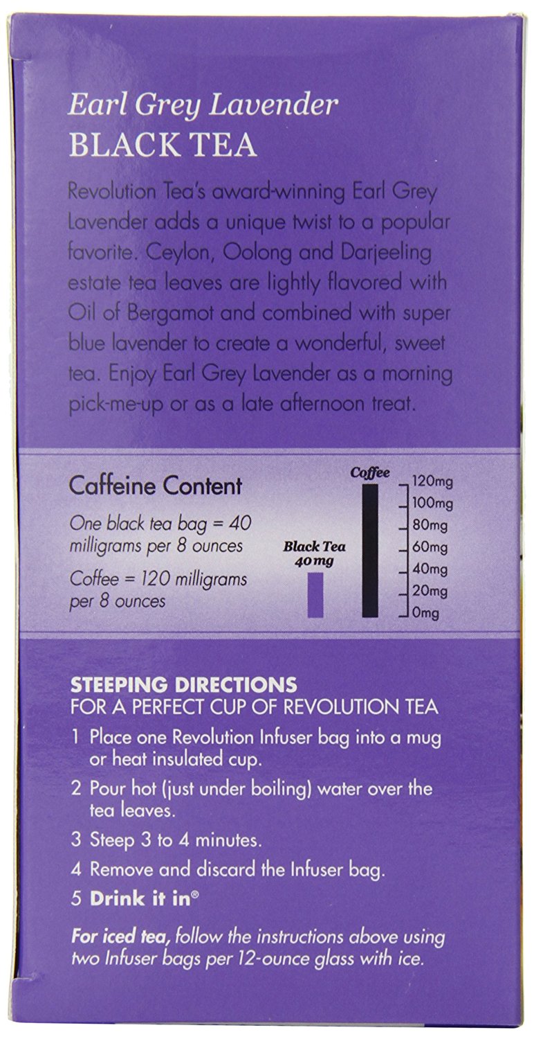 Revolution Tea Black Tea, Earl Grey Lavender, 16 Count (Pack of 6) N3
