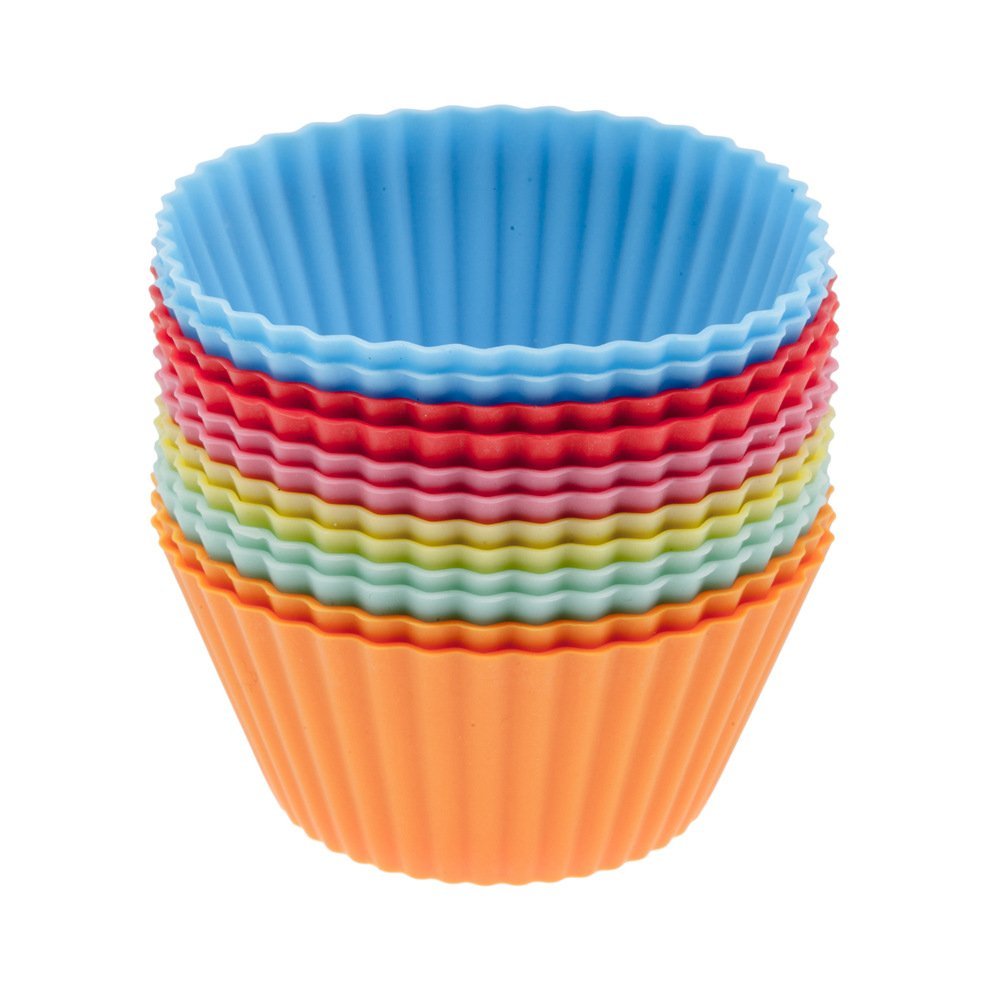 Great Value Set of 12pcs Reusable Non Sticking Soft Silicone Cup Cakes ...