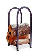 Enclume Rectangular Log Rack with Newspaper Rack, Hammered Steel N2