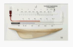 Tendency Barometer with Nautical Decor Ship's Hull Glass Barometer