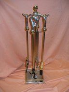 Uniflame Five Piece Satin Nickel with 24K Gold Accents Top Quality Fireplace Tool Set