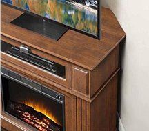 Sumner Corner Media Electric Fireplace and TV Stand, Brown