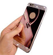 iPhone 7 Plus Glass Mirror Silver Case-Auroralove Luxury Bling Diamond Makeup Case Soft Slim Glass Mirror Case... N21