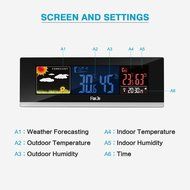 FanJu FJ3368 Color Digital Wireless Weather Forecast Station with USB Chargers Function and Temperature, Humidity... N4