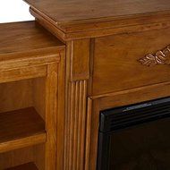 Electric Fireplace with Bookcases and storage Heater Glaxed Pine Finish N3