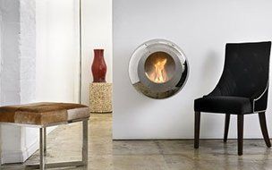 Cocoon Fires Ventless Ethanol Wall Mount Vellum Stainless Steel Fireplace N2