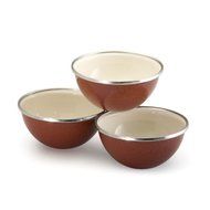 Paula Deen Signature Enamel on Steel 1.5-Quart and 3-Quart 2-Piece Mixing Bowl Set, Red Speckle N3