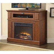 Sumner Corner Media Electric Fireplace and TV Stand, Brown N2