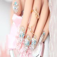 EVTECH(TM) 24 Pcs Nail Decals Floral Bowknot Pearl Diamond Rhinestone Crystal French Artificial Half False Nails...